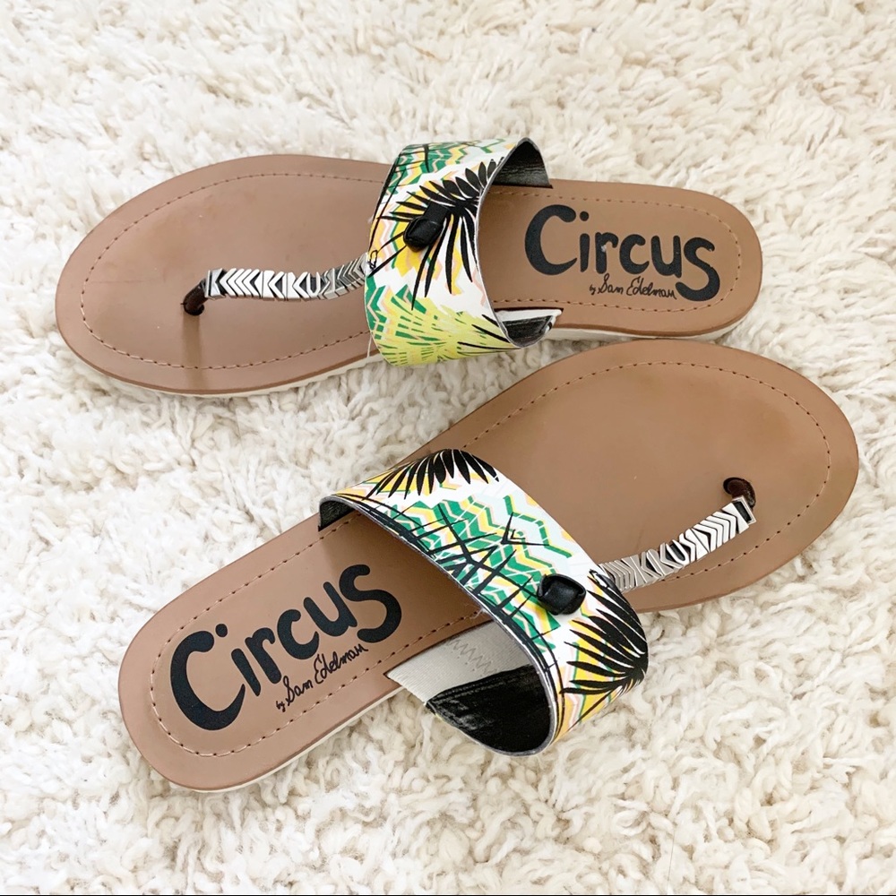 Circus Sam Edelman Saxon Tropical Print Thong Toe Sandal Size 8.5 - Picture 2 of 8
